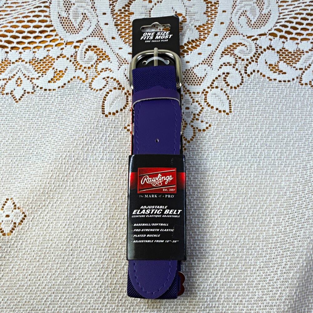 Rawlings Adjustable Elastic Baseball/Softball Belt Purple One Size 18"-38"